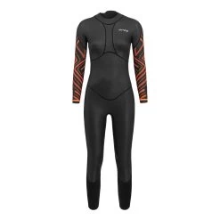 Orca Breast Stroke Open Water Damen Langarm-Neoprenanzug Schwarz/orange/weiß